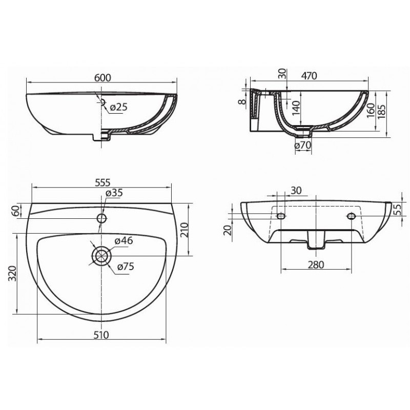 Ifo Freja L71160000 раковина подвесная 60x47 см