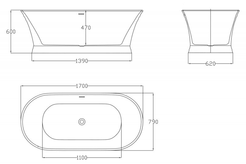 BelBagno BB402-1700-790 170*79 ванна акриловая овальная