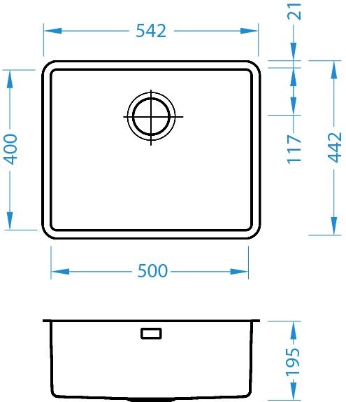 Мойка Alveus Kombino 50 1100237 нержавеющая сталь подстольный монтажа 54.2x44.2 см