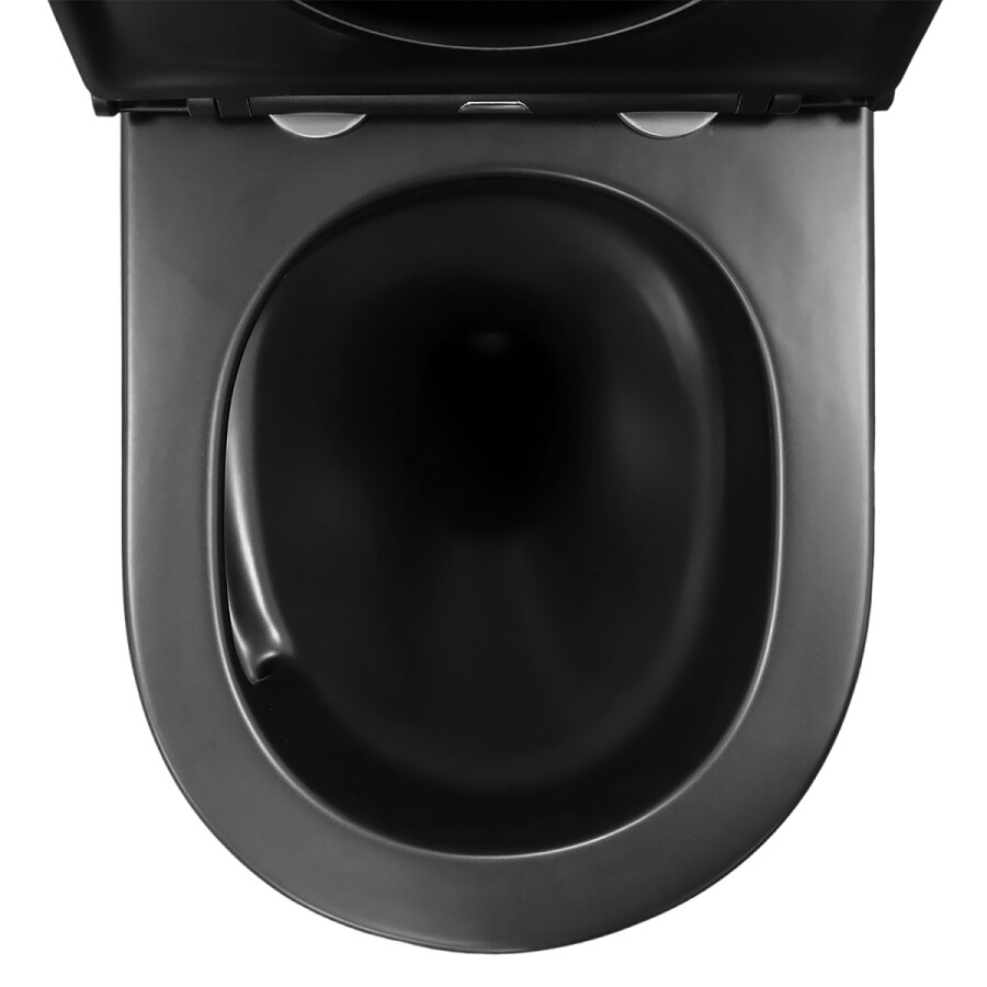 Унитаз подвесной Azario Grado 370х490х360 безободковый, слив "Скрытое Торнадо", с быстросъемным сидением микролифт, черный матовый AZ-0046-UQ3-MB