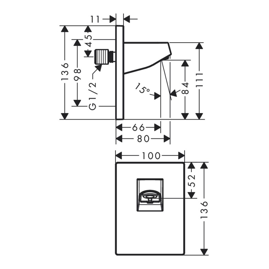 Hansgrohe Pulsify S Держатель верхнего душа 105 белый матовый 24139700