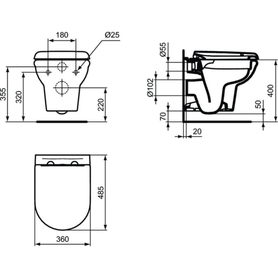 Ideal Standard Exacto унитаз подвесной c сиденьем-крышкой R002601