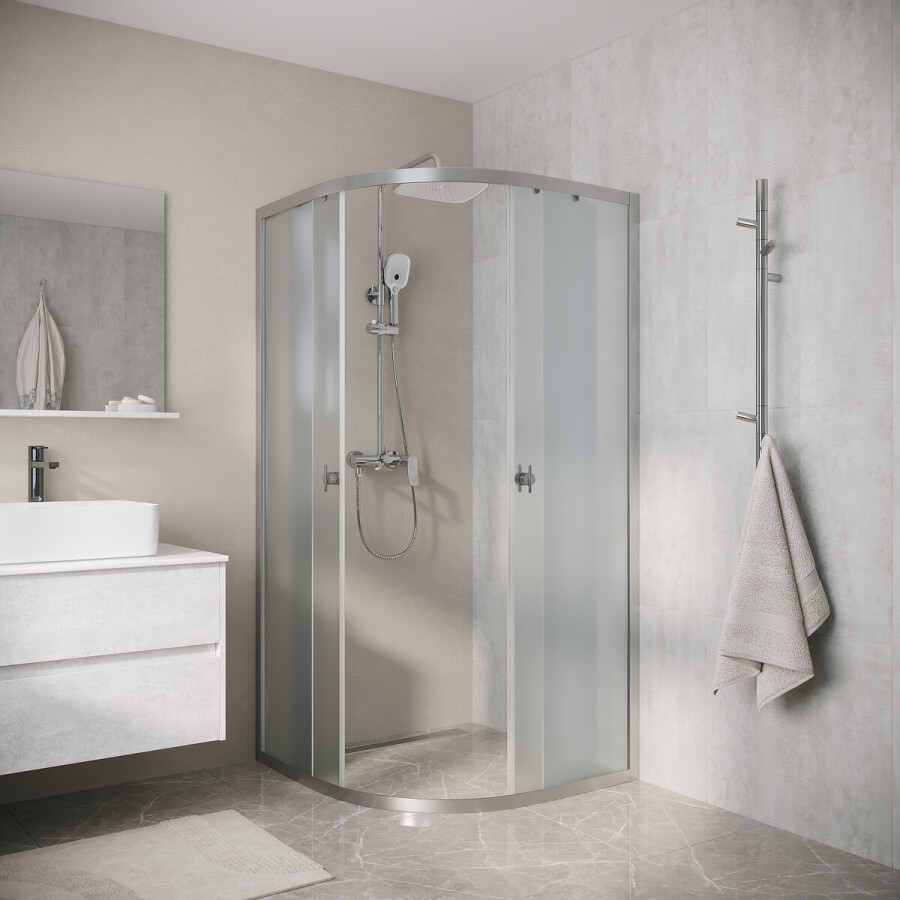 Душевое ограждение Niagara Eco NG-1003-14MT (80х80х190) четверть круга,раздвижное,хром,стекло матовое,1 место