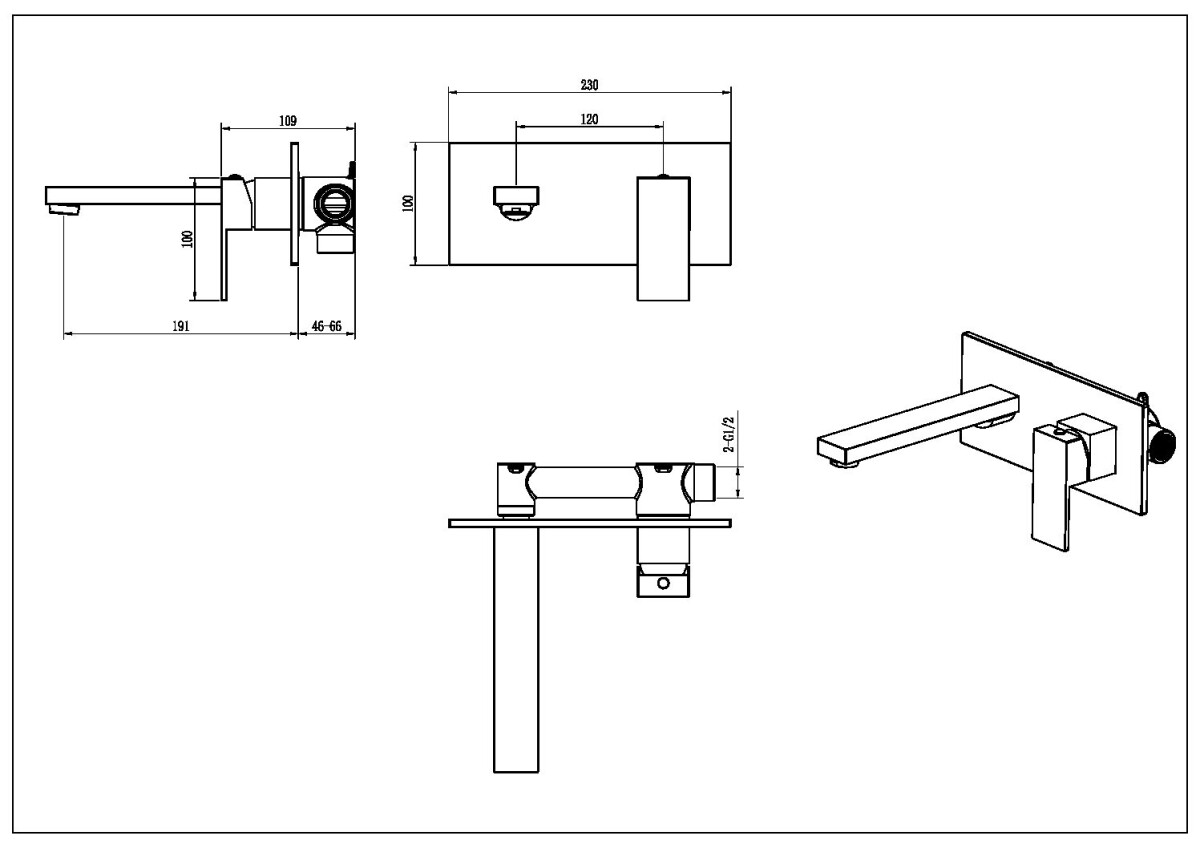 Смеситель для раковины из стены Boheme Qubic Chrome 475-CR