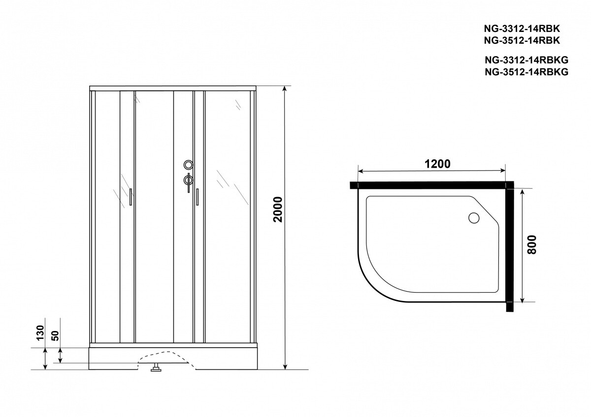Niagara NG 3512-14RBKG Душевая кабина 120x80 Без крыши правосторонняя 35121433RBKG