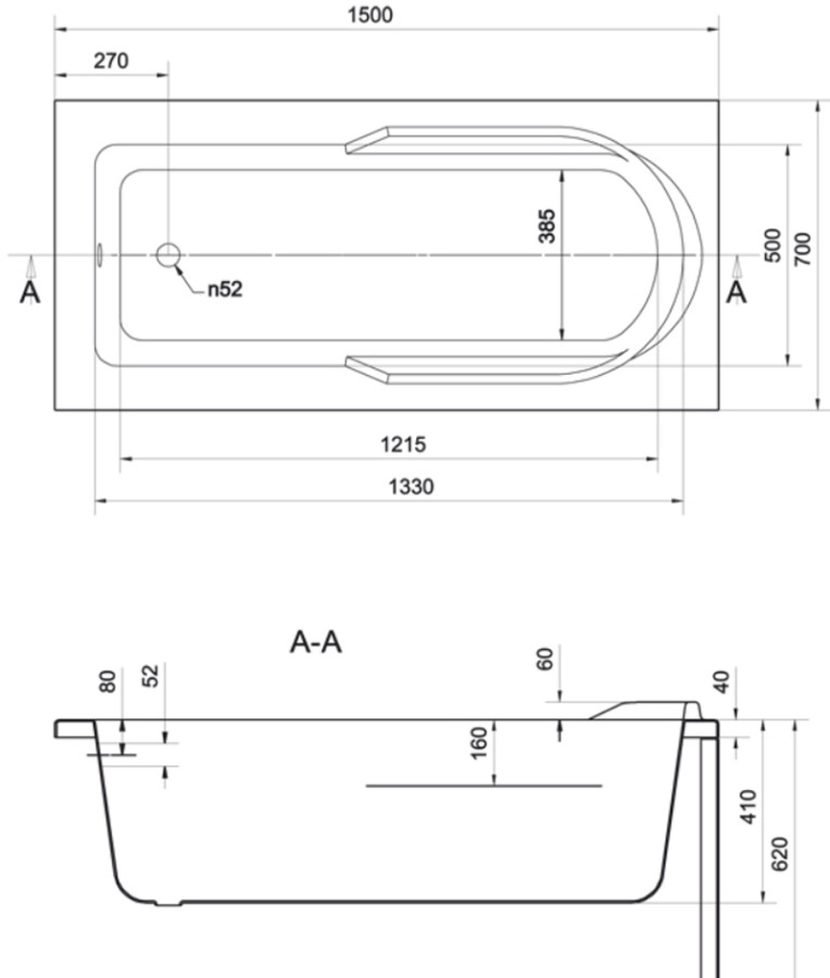 Cersanit Pure 150*70 ванна акриловая прямоугольная