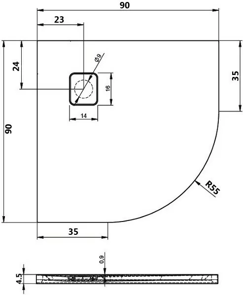 Riho Basel 451 душевой поддон акриловый 90х90 DC980050000000S
