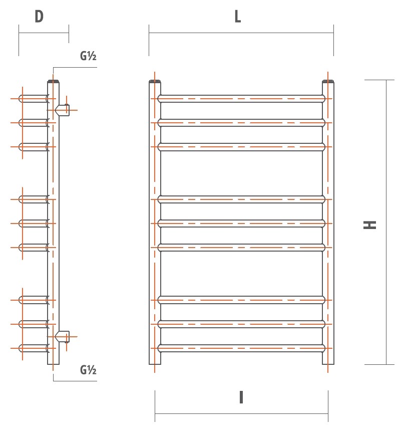 Garcia Родос античная бронза полотенцесушитель водяной 500*800