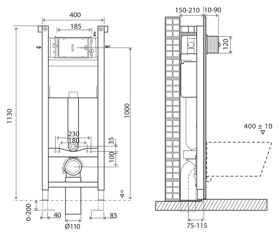 Инсталляция для подвесного унитаза BelBagno BB004-40 EXPERT