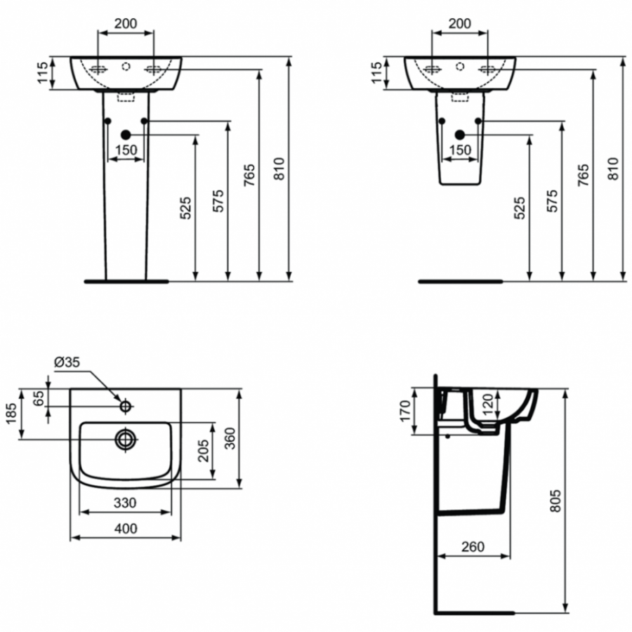 Ideal Standard Tempo раковина 40х36 см T056701