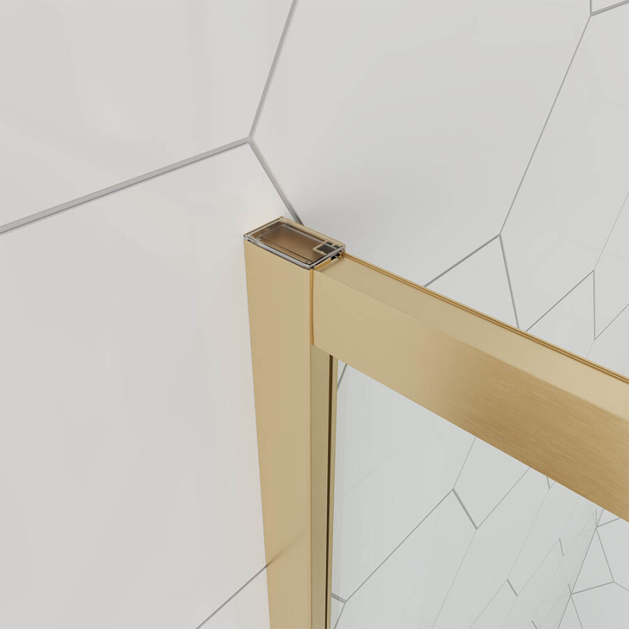 Душевой угол Veconi Ottimo P10 G (80×80×190) распашная, профиль брашированное золото, стекло прозрачное OP10G-8080-01-C9