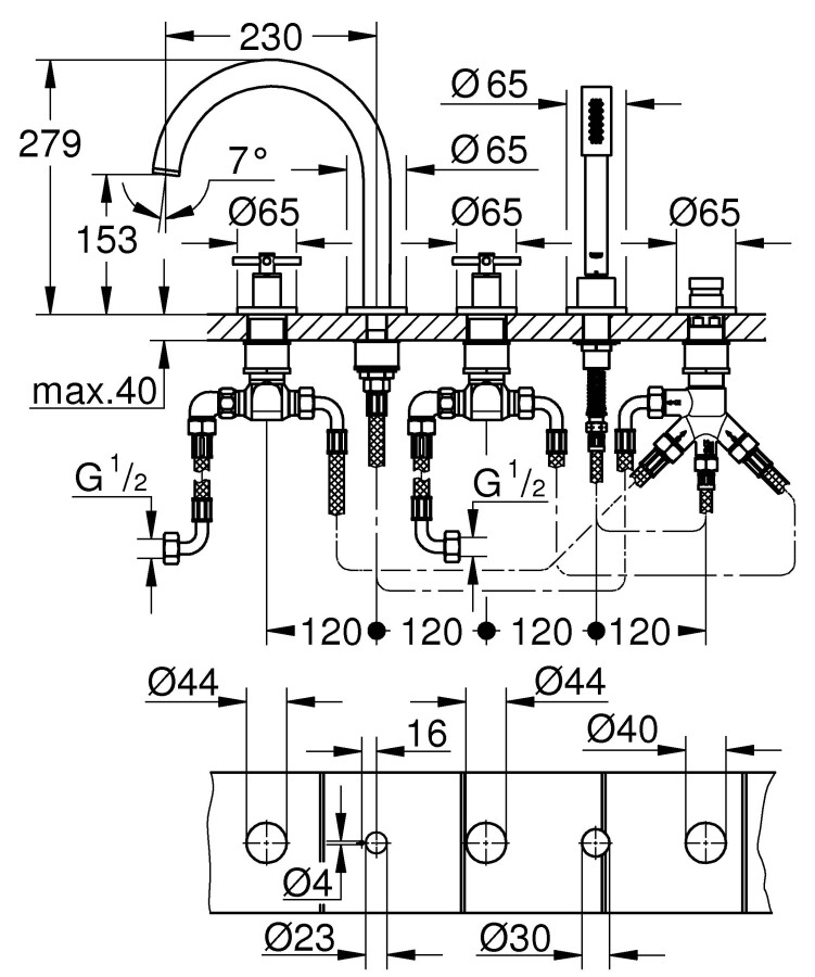 Grohe Atrio New 19923DC3 смеситель на борт ванны суперсталь