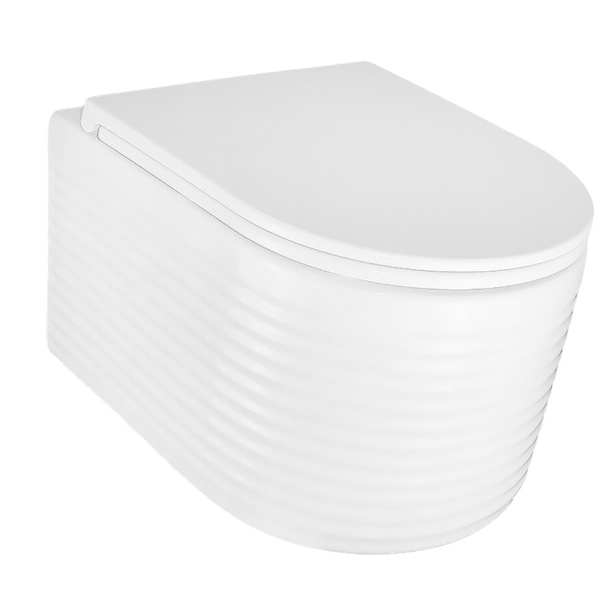 Унитаз подвесной Azario LUZIO 365х495х360 безободковый, рельефный, слив "Скрытое Торнадо", с быстросъемным сиденьем "Микролифт" AZ-098-UQ