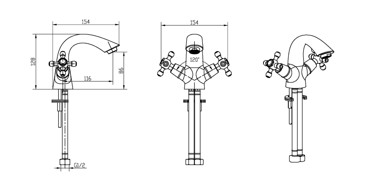 Смеситель для раковины Boheme Tradizionale Oro Золото 291