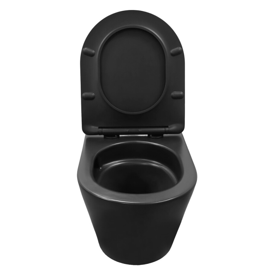 Унитаз подвесной Azario Vela 360х480х360 безободковый, система смыва "Торнадо", с быстросъемным сиденьем "Микролифт", черный матовый AZ-2480MB