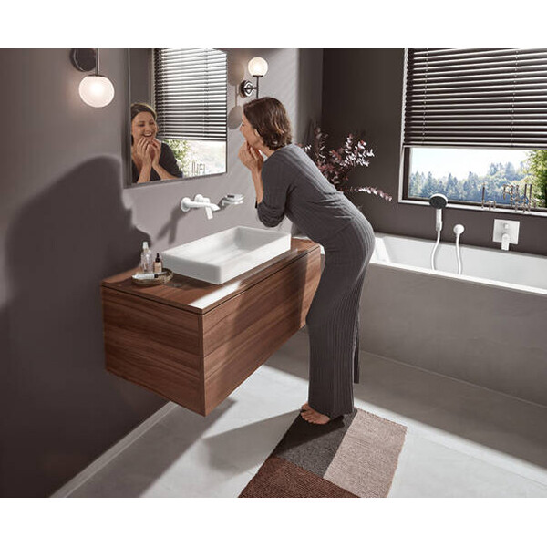 Hansgrohe Vivenis Встраиваемый смеситель для раковины настенный с изливом 195 мм белый матовый 75050700