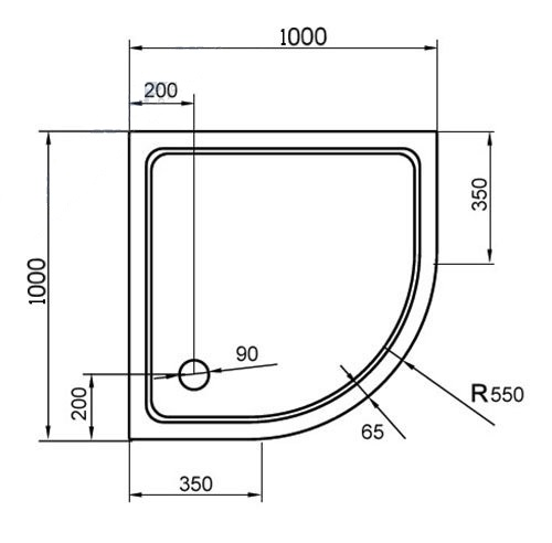 Cezares Tray поддон из стеклокомпозита 100х100 TRAY-M-R-100-550-35-W