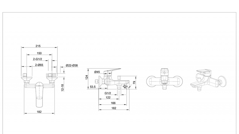 Bravat Rhein смеситель для ванны F6429564BW-01-ENG
