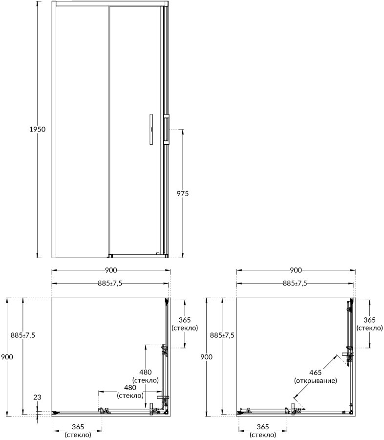 Kerama Marazzi Vetro душевой уголок 90х90 VE.90.SSD.BLK.M