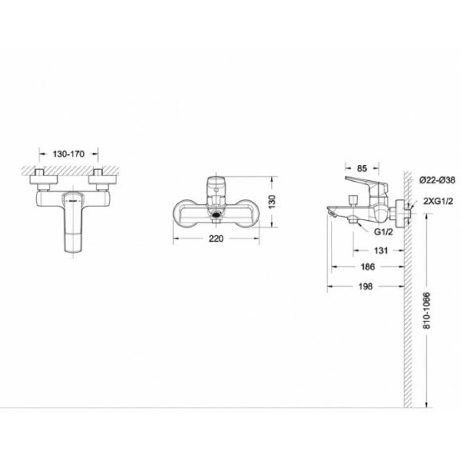 Bravat Real F6121179CP-01 cмеситель для ванны хром