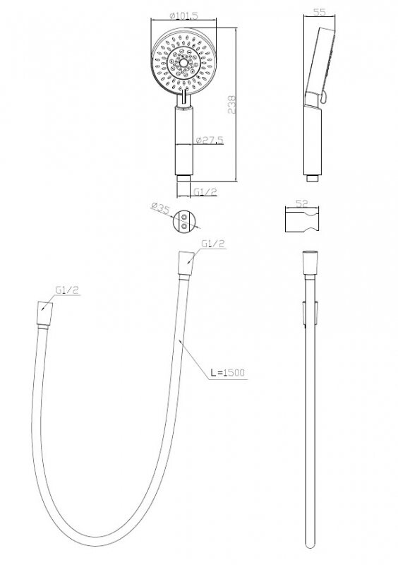 BelBagno ручной душ с шлангом BB-DFS-5-CRM