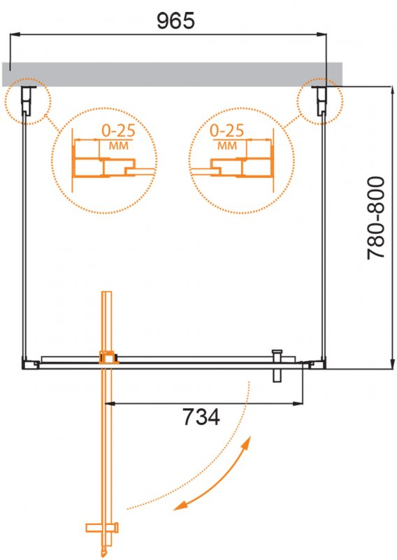 Cezares Molveno душевой уголок 100х80 см MOLVENO-BA2-100/80-C-Cr-IV