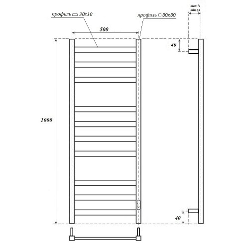 Point Меркурий полотенцесушитель электрический 50х100 PN83850B