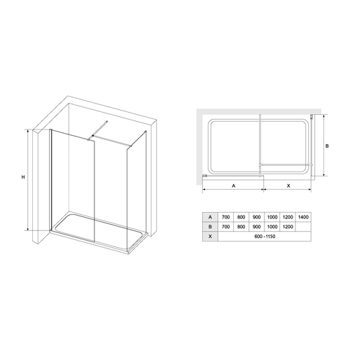 RGW WA-020B (WA-010B (2 шт.) + S-1220 B) душевая перегородка 120х100 см прозрачная 02122020-11