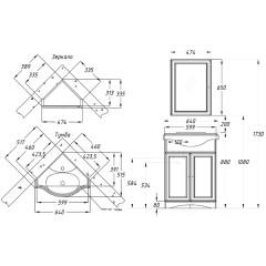 Opadiris Клио зеркало угловое 47 см беленый бук 004821