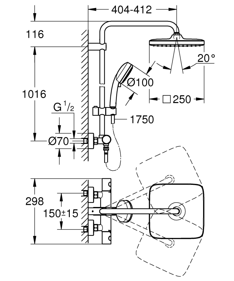 Grohe Tempesta Cosmopolitan душевая система 26689000