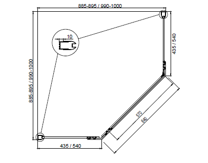Mirsant Arena Pentagon 90 душевое ограждение 90*90*200 см УТ000057039