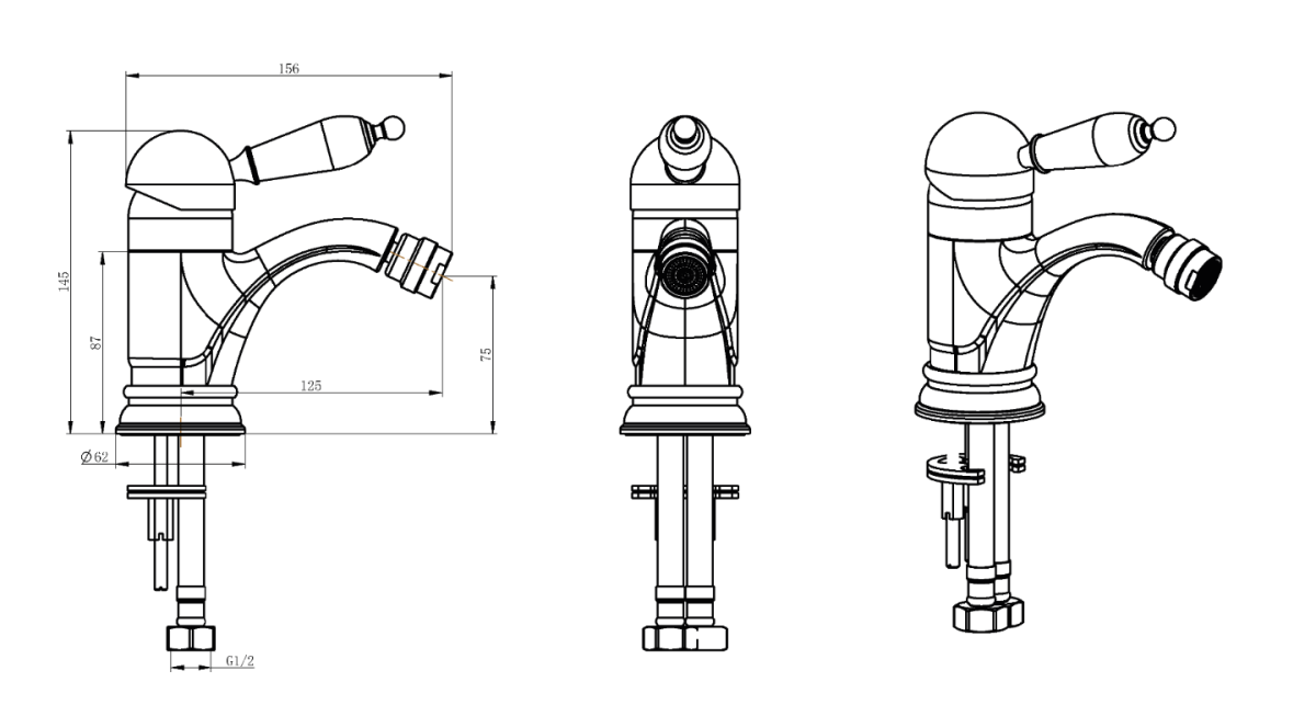 Смеситель для биде Boheme Tradizionale Oro Золото 286
