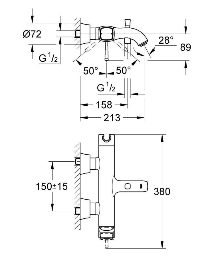 Grohe Grandera 23317IG0 смеситель для ванны хром/золото