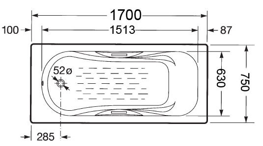 Roca Malibu 170*75 ванна чугунная 7.2309.G.000.R