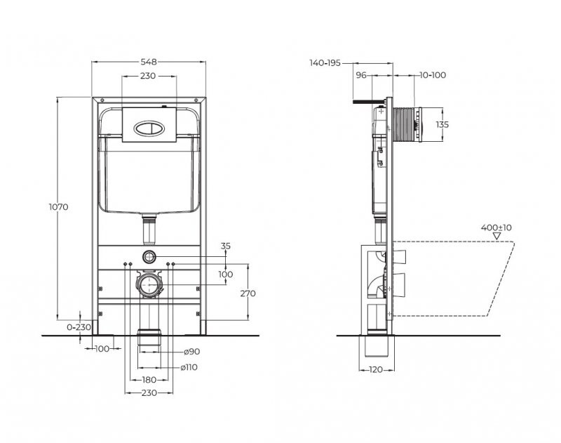 BelBagno инсталляция для подвесного унитаза усиленная BB025