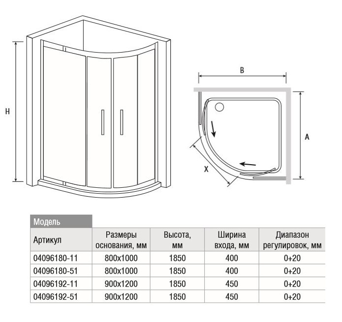 RGW Classik CL-61 04096182-51 душевое ограждение 80*120*185