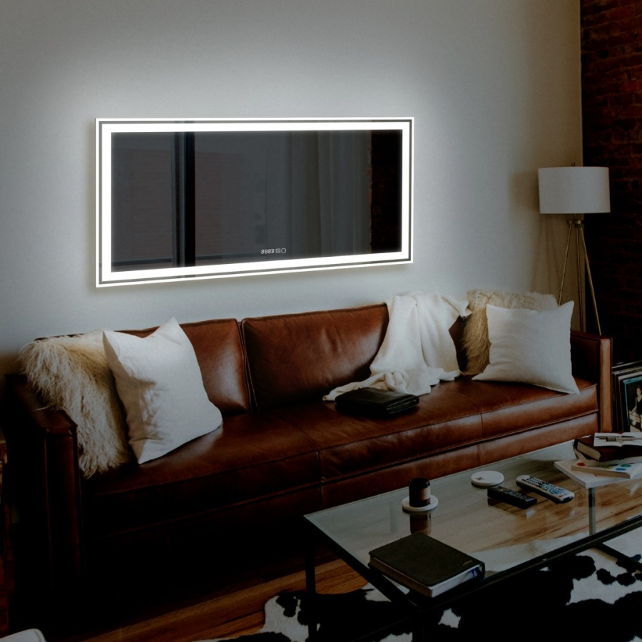 Azario Лира 120х60 см зеркало сенс. выкл, часы, подогрев LED-00002335