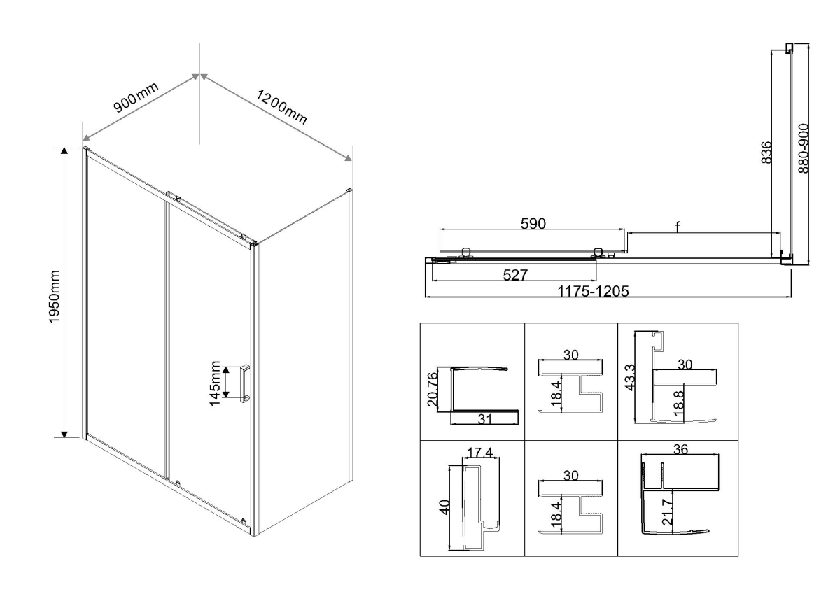 Vincea City душевой уголок 120х90 см черный / прозрачный VSR-5CT9012CLB