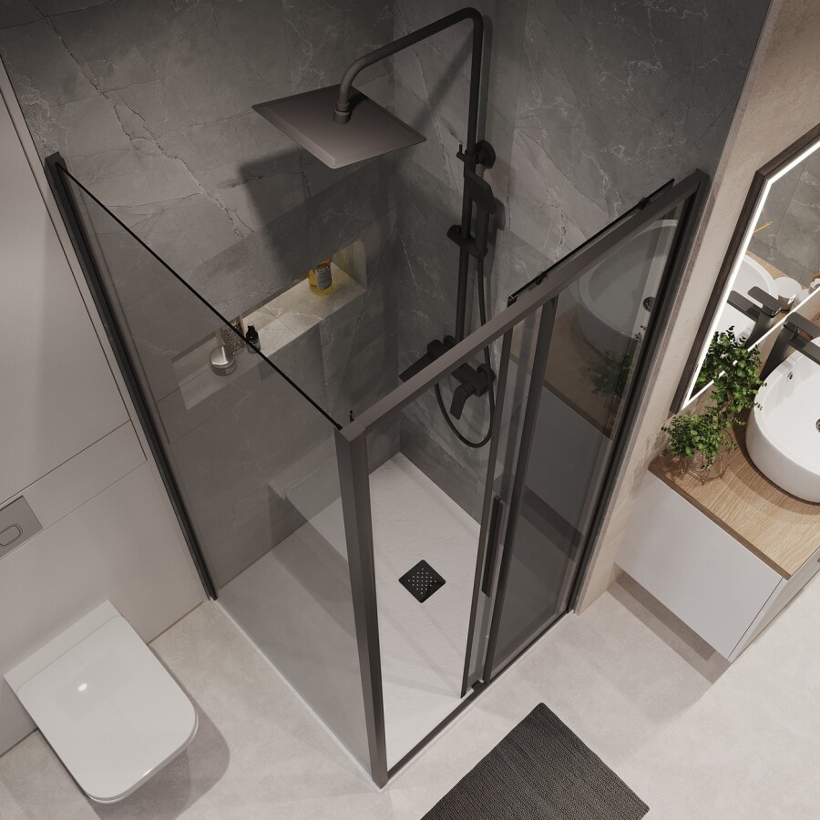 Боковая стенка Niagara Nova NG-TB100-34 (100х195) черный матовый,стекло тонированное,1 место