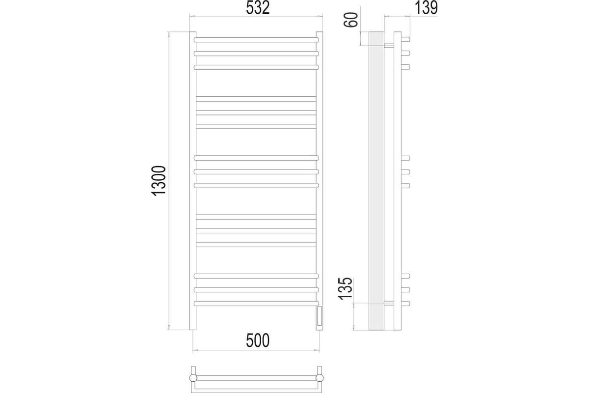 Полотенцесушитель электрический Terminus Прато sensor quick touch 530/1300 П15 4670078531513