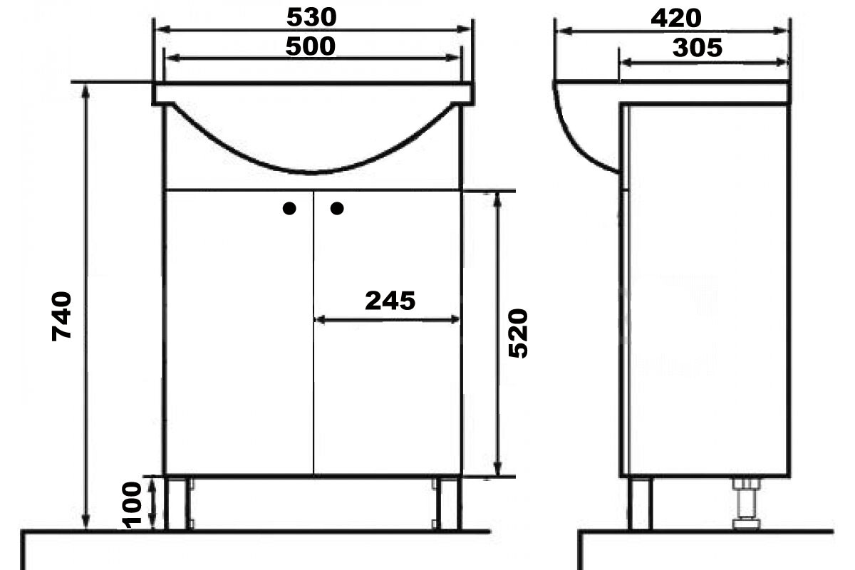 Loranto Моника тумба 50 с раковиной Арго 50 CS00076238