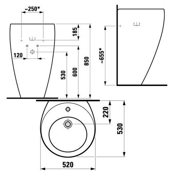 Laufen Alessi One 8.1197.1.400.104.1 раковина напольная 53 см