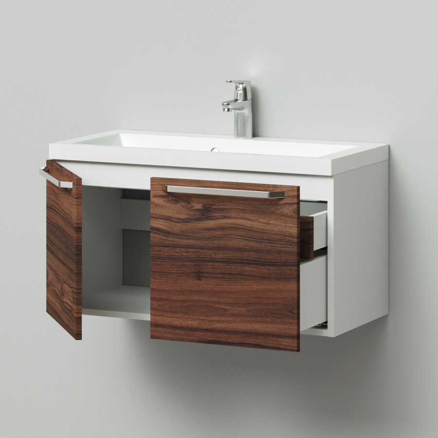 Итана Nature тумба 80 подвесная с раковиной Natella 80, цвет Тик 396899