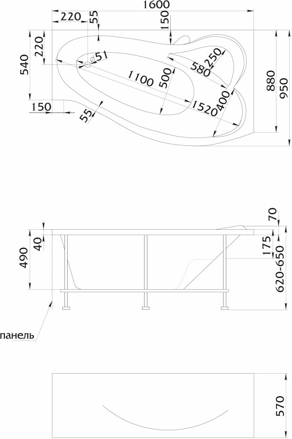 Marka One Gracia 160*95 ванна акриловая угловая
