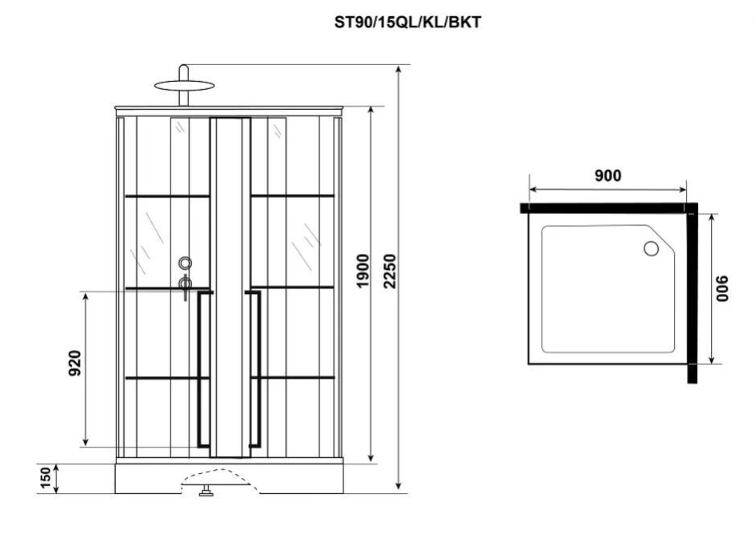 Niagara Standart Душевая кабина 90x90 Тропический душ ST90/15QL/KL/BKT