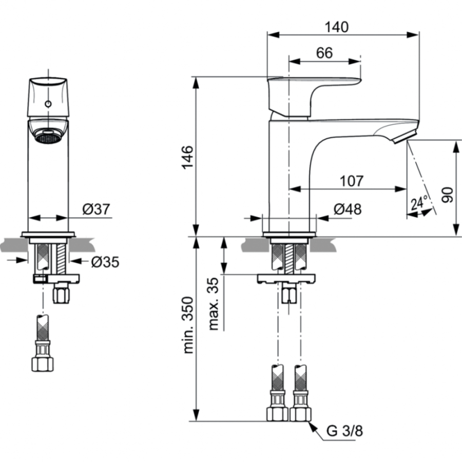 Ideal Standard Connect Air смеситель для раковины A7010AA