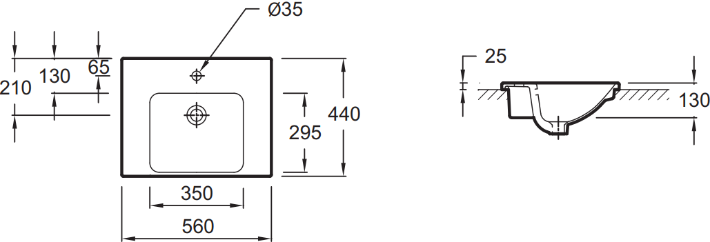 Jacob Delafon Odeon Up E4756-00 раковина встраиваемая 56 см