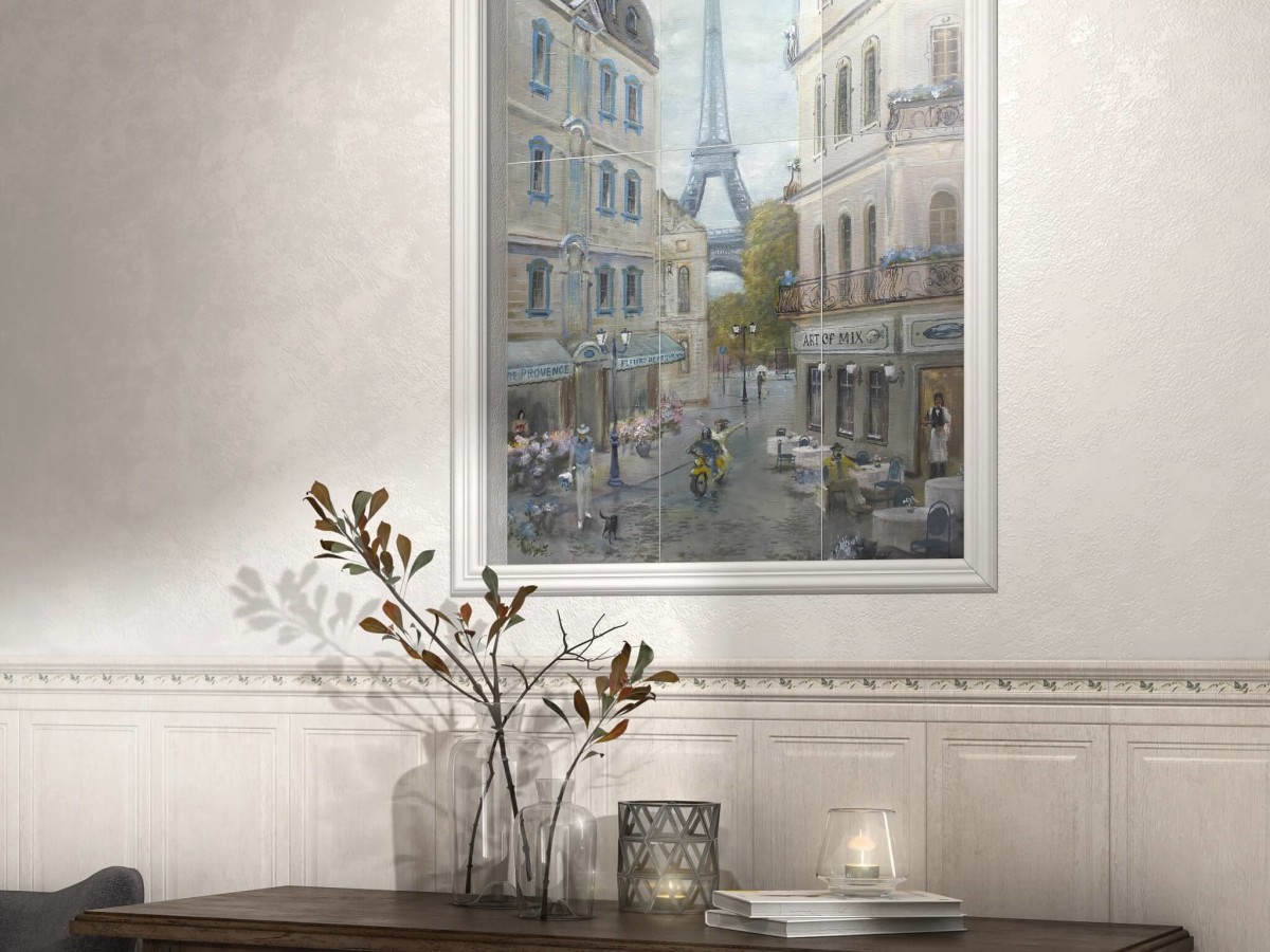 Kerama Marazzi Кантри Шик серый декорированный панель 20x50 см 7189