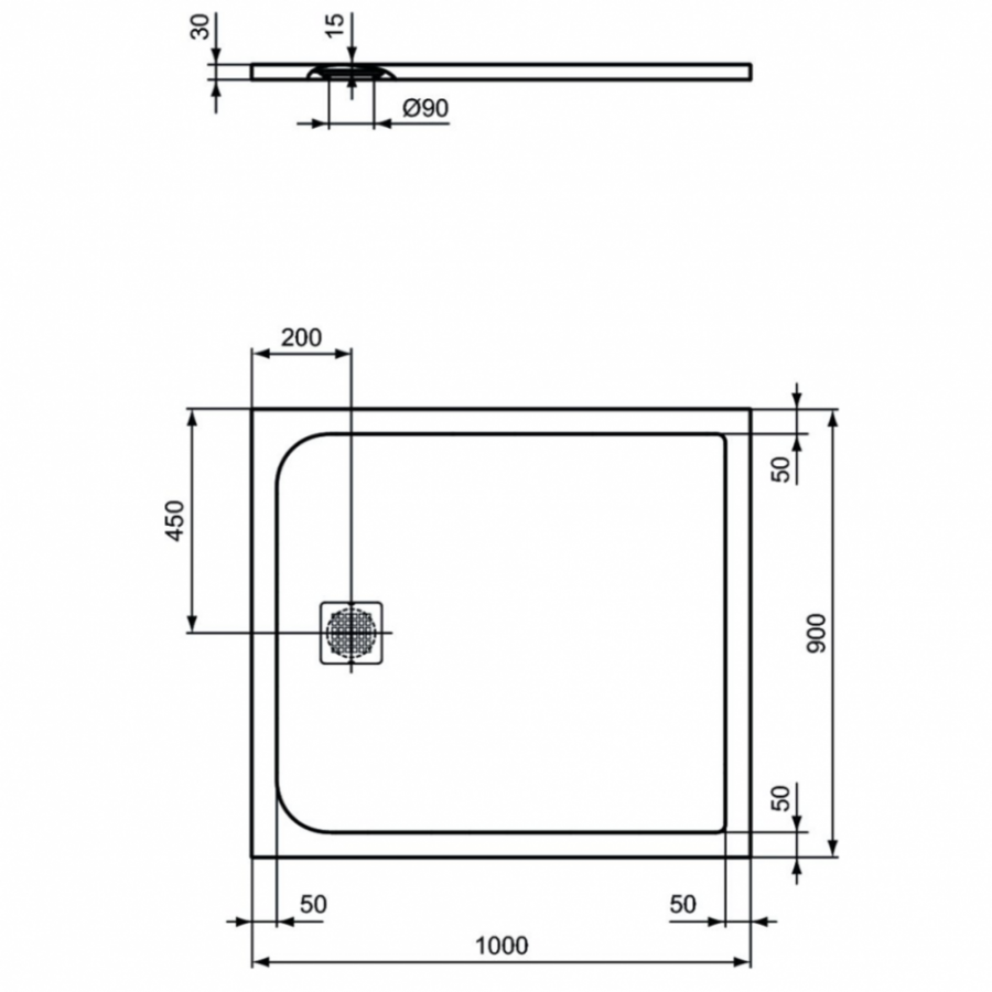 Ideal Standard Ultraflat S душевой поддон 100х90 K8220FR