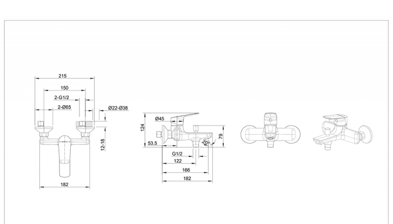 Bravat Rhein смеситель для ванны F6429564CP-01-ENG